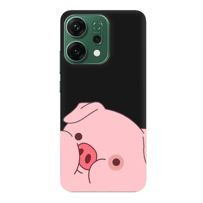 Oppo RENO 14 Piggy 2 Black Colored Silicone TPU Θήκη